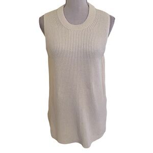 J. Crew Cream Scoop Neck Sleeveless Ribbed Sweater M